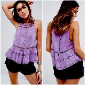 FREE PEOPLE sz X Small Tank Top “Constant Crush” Cotton in Violet Purple NWT